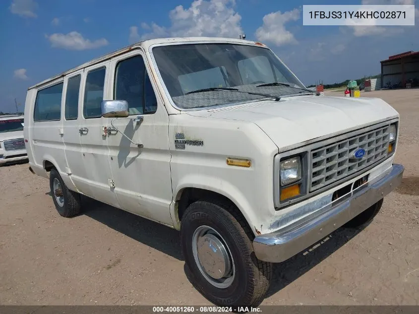 1989 Ford Econoline E350 Super Duty VIN: 1FBJS31Y4KHC02871 Lot: 40051260