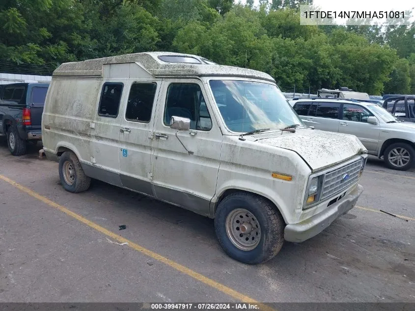 1991 Ford Econoline E150 Van VIN: 1FTDE14N7MHA51081 Lot: 39947917