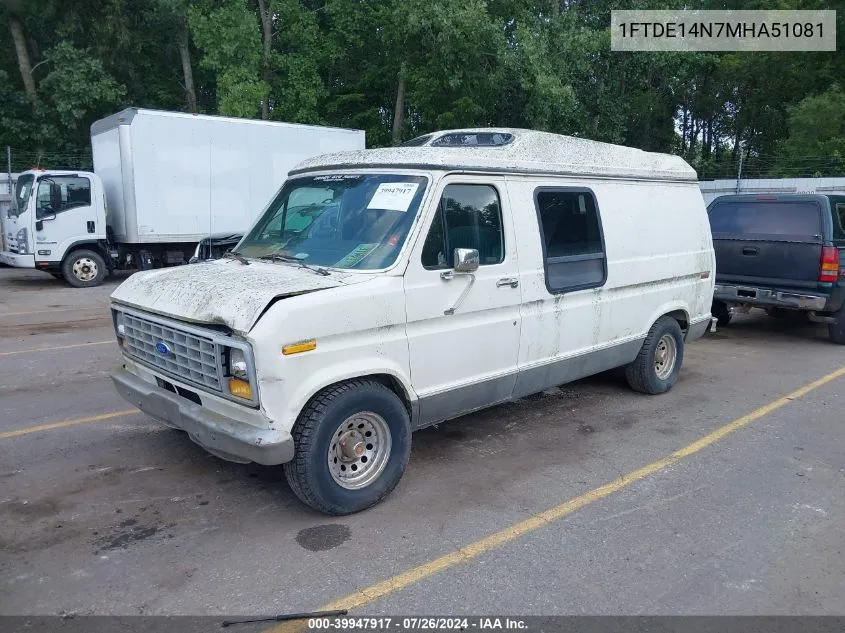 1991 Ford Econoline E150 Van VIN: 1FTDE14N7MHA51081 Lot: 39947917