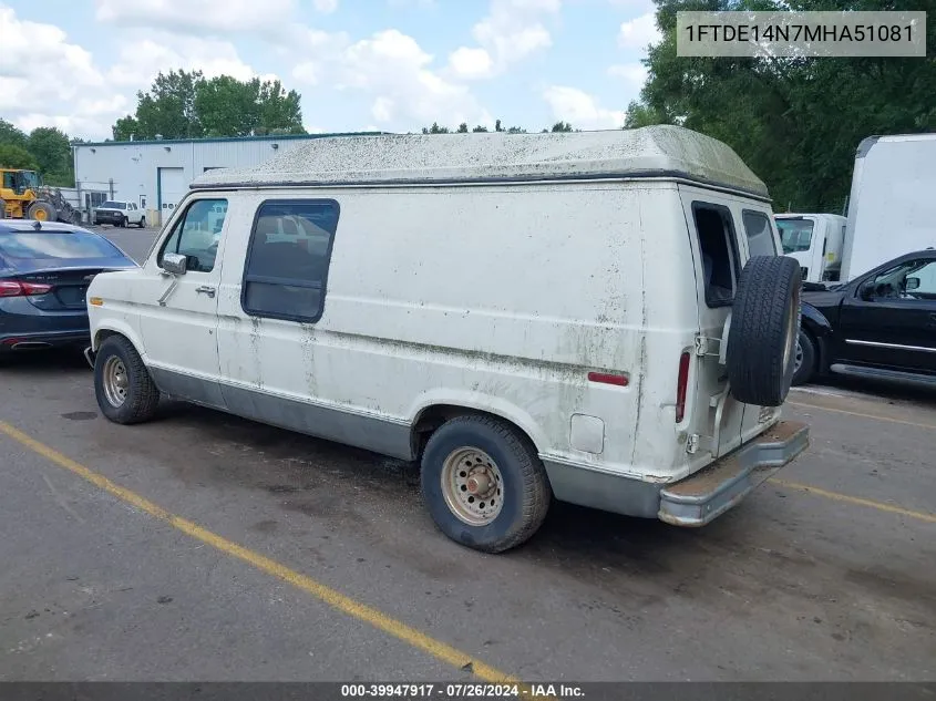 1991 Ford Econoline E150 Van VIN: 1FTDE14N7MHA51081 Lot: 39947917