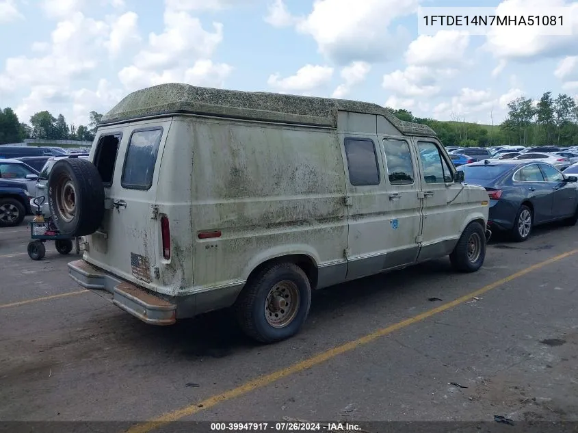 1991 Ford Econoline E150 Van VIN: 1FTDE14N7MHA51081 Lot: 39947917