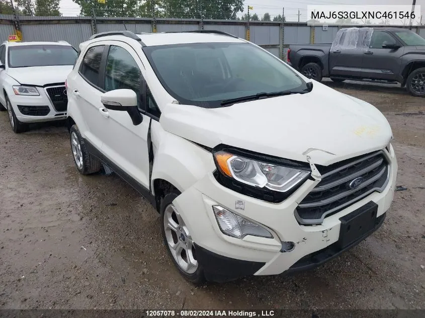 2022 Ford Ecosport Se VIN: MAJ6S3GLXNC461546 Lot: 12057078