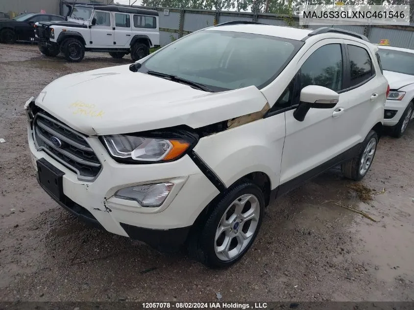 2022 Ford Ecosport Se VIN: MAJ6S3GLXNC461546 Lot: 12057078