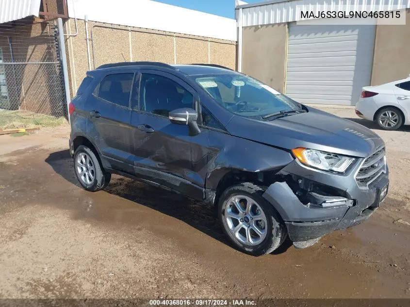 MAJ6S3GL9NC465815 2022 Ford Ecosport Se