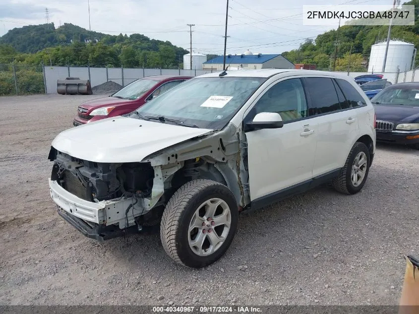 2012 Ford Edge Sel VIN: 2FMDK4JC3CBA48747 Lot: 40340967