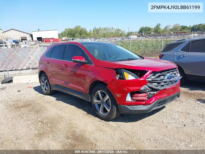 2020 Ford Edge Sel VIN: 2FMPK4J92LBB61199 Lot: 40367846