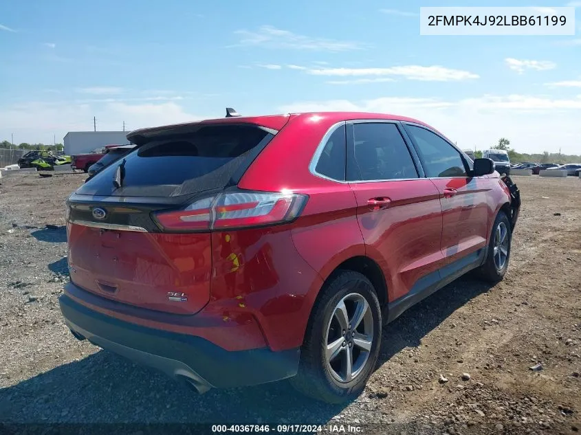 2020 Ford Edge Sel VIN: 2FMPK4J92LBB61199 Lot: 40367846