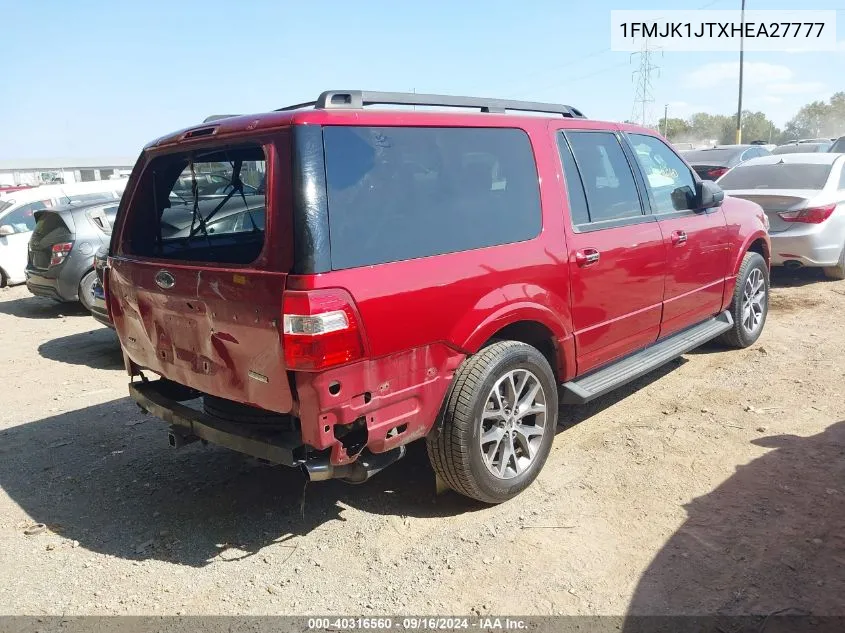 2017 Ford Expedition El Xlt VIN: 1FMJK1JTXHEA27777 Lot: 40316560