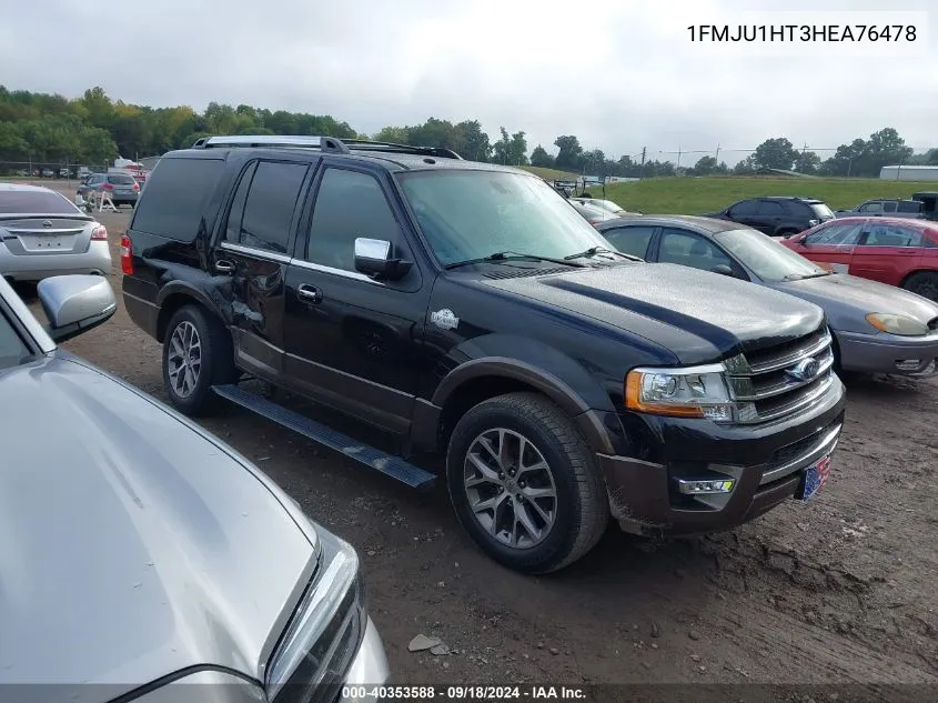 2017 Ford Expedition King Ranch VIN: 1FMJU1HT3HEA76478 Lot: 40353588