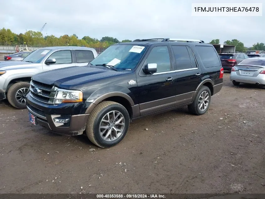 2017 Ford Expedition King Ranch VIN: 1FMJU1HT3HEA76478 Lot: 40353588