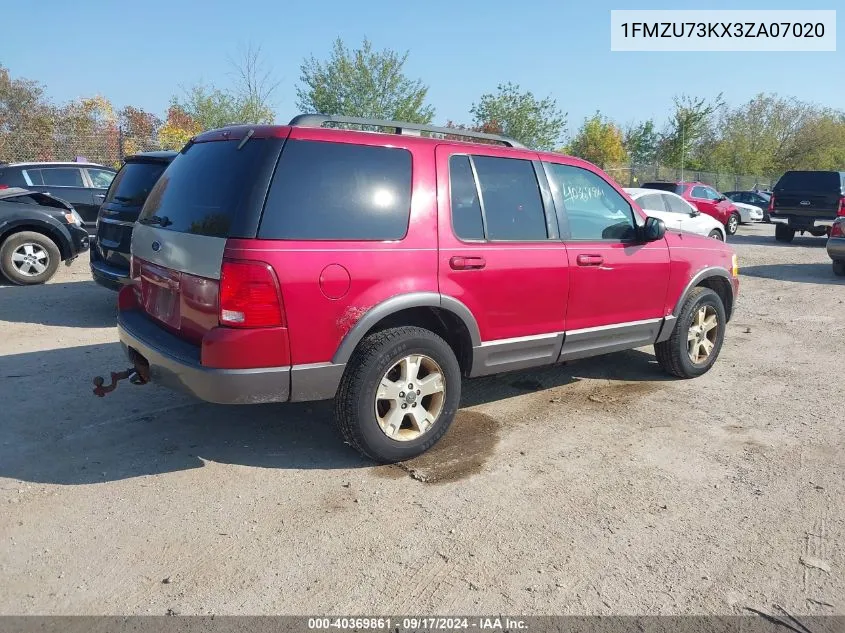 1FMZU73KX3ZA07020 2003 Ford Explorer Nbx/Xlt