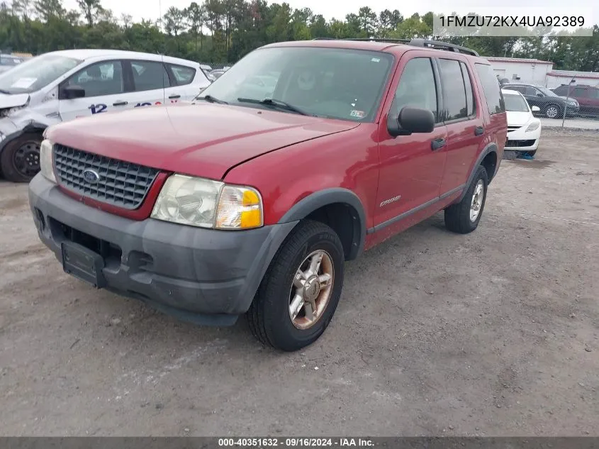 2004 Ford Explorer Xls VIN: 1FMZU72KX4UA92389 Lot: 40351632