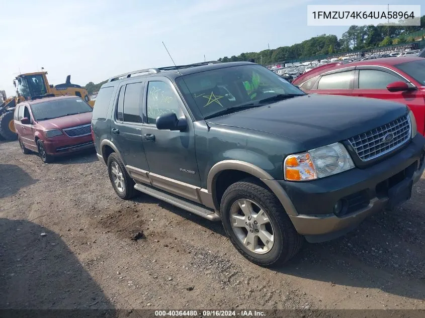 2004 Ford Explorer Eddie Bauer VIN: 1FMZU74K64UA58964 Lot: 40364480