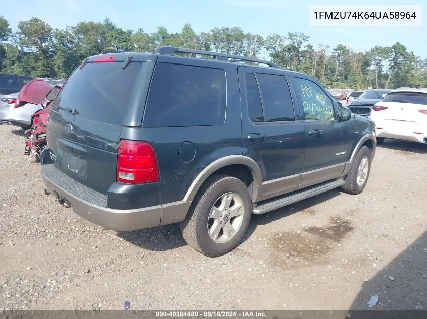 2004 Ford Explorer Eddie Bauer VIN: 1FMZU74K64UA58964 Lot: 40364480