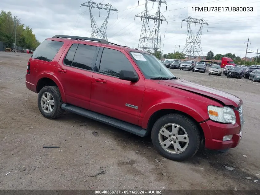 2007 Ford Explorer Xlt VIN: 1FMEU73E17UB80033 Lot: 40358737