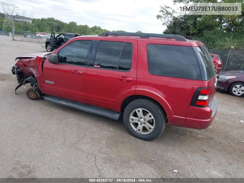 2007 Ford Explorer Xlt VIN: 1FMEU73E17UB80033 Lot: 40358737