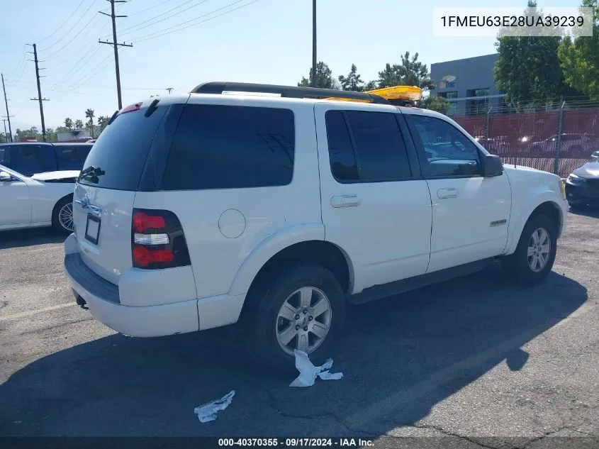 2008 Ford Explorer Xlt VIN: 1FMEU63E28UA39239 Lot: 40370355