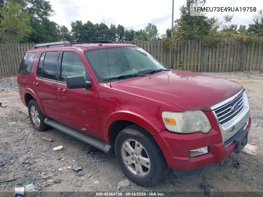 2009 Ford Explorer Xlt VIN: 1FMEU73E49UA19758 Lot: 40364709