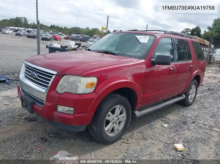 2009 Ford Explorer Xlt VIN: 1FMEU73E49UA19758 Lot: 40364709