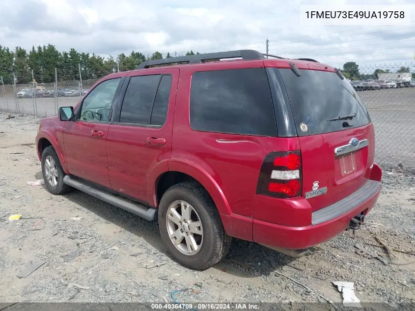 2009 Ford Explorer Xlt VIN: 1FMEU73E49UA19758 Lot: 40364709