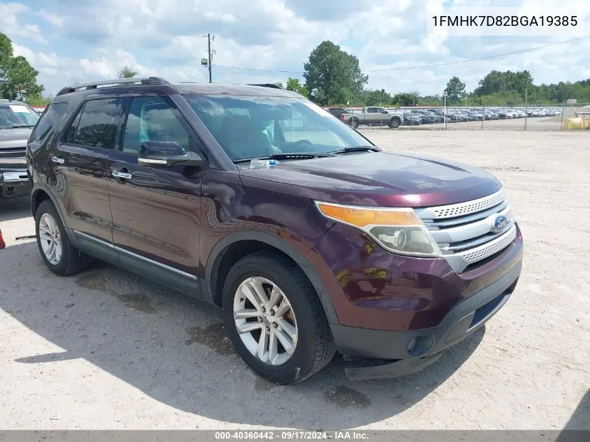 2011 Ford Explorer Xlt VIN: 1FMHK7D82BGA19385 Lot: 40360442