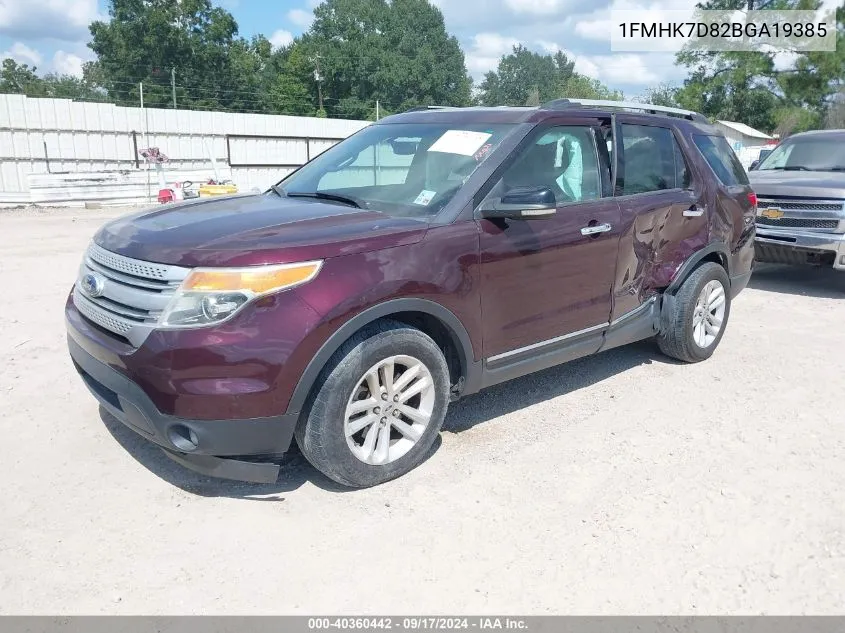 2011 Ford Explorer Xlt VIN: 1FMHK7D82BGA19385 Lot: 40360442