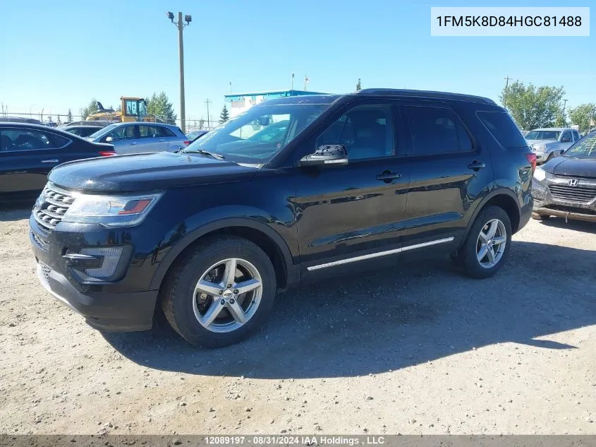 2017 Ford Explorer Xlt VIN: 1FM5K8D84HGC81488 Lot: 12089197