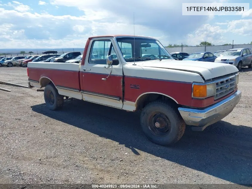 1988 Ford F150 VIN: 1FTEF14N6JPB33581 Lot: 40249923