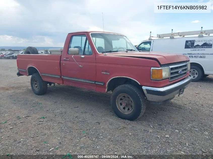 1989 Ford F150 VIN: 1FTEF14Y6KNB05982 Lot: 40285747