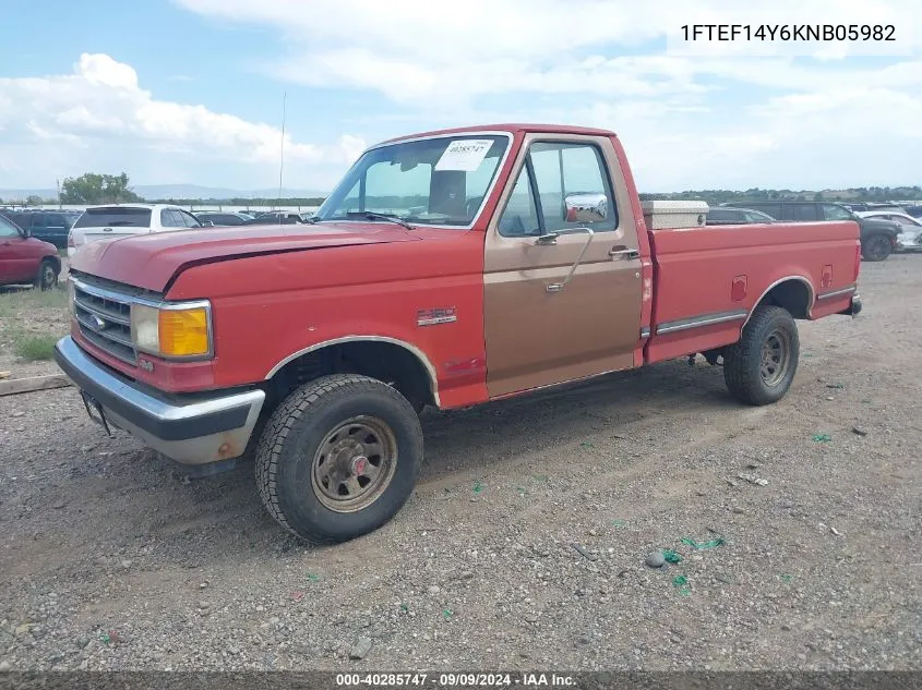 1989 Ford F150 VIN: 1FTEF14Y6KNB05982 Lot: 40285747