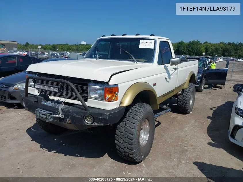 1990 Ford F150 VIN: 1FTEF14N7LLA93179 Lot: 40205725