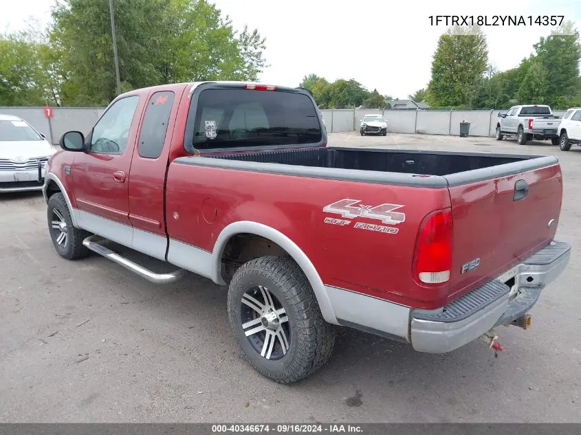 1FTRX18L2YNA14357 2000 Ford F-150 Lariat/Work Series/Xl/Xlt