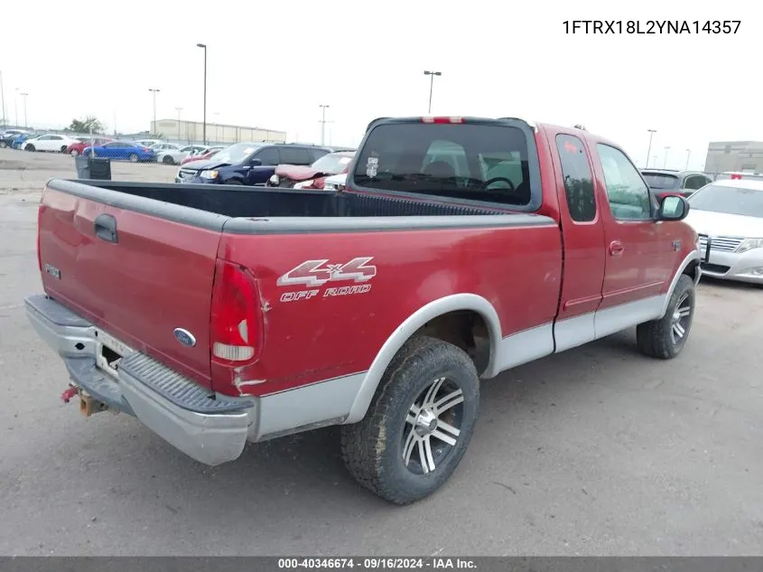 1FTRX18L2YNA14357 2000 Ford F-150 Lariat/Work Series/Xl/Xlt