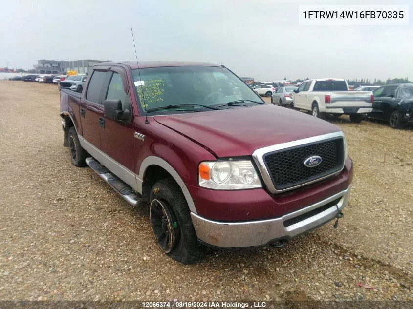 2006 Ford F150 Supercrew VIN: 1FTRW14W16FB70335 Lot: 12066374