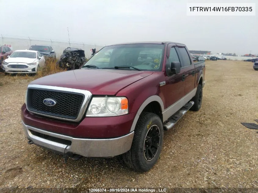 2006 Ford F150 Supercrew VIN: 1FTRW14W16FB70335 Lot: 12066374