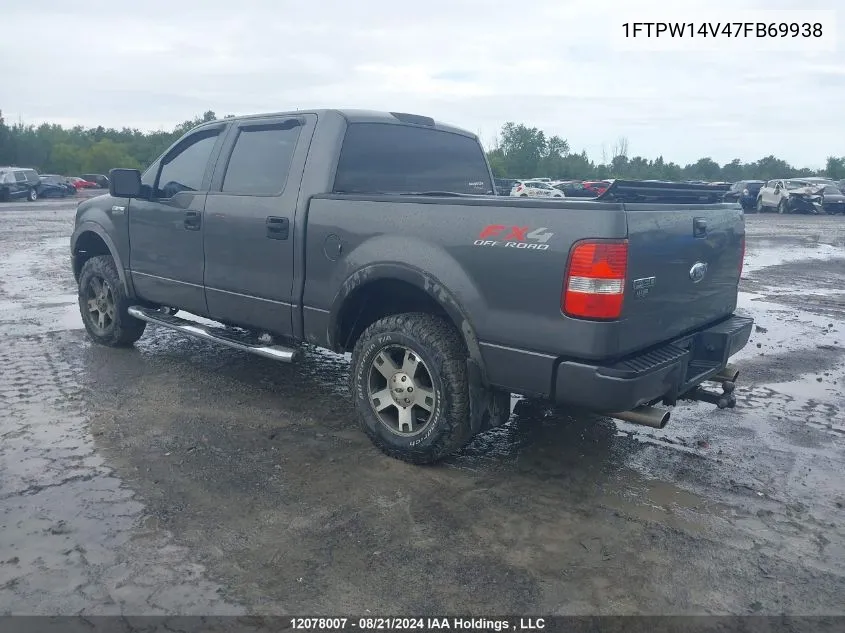 2007 Ford F150 Supercrew VIN: 1FTPW14V47FB69938 Lot: 12078007