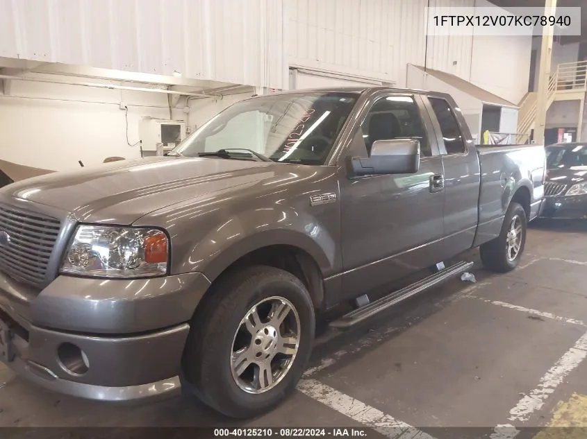 2007 Ford F-150 Lariat/Stx/Xl/Xlt VIN: 1FTPX12V07KC78940 Lot: 40125210