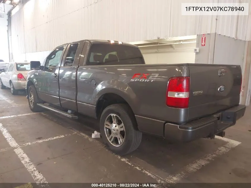 2007 Ford F-150 Lariat/Stx/Xl/Xlt VIN: 1FTPX12V07KC78940 Lot: 40125210