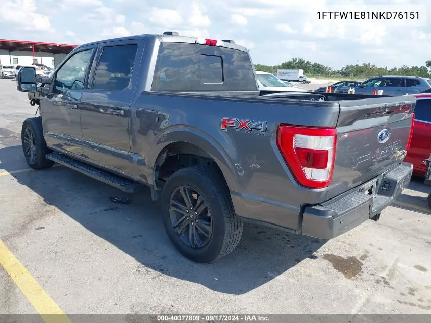 1FTFW1E81NKD76151 2022 Ford F-150 Lariat