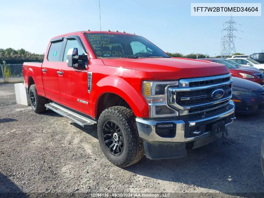 2021 Ford F-250 Lariat VIN: 1FT7W2BT0MED34604 Lot: 12095135