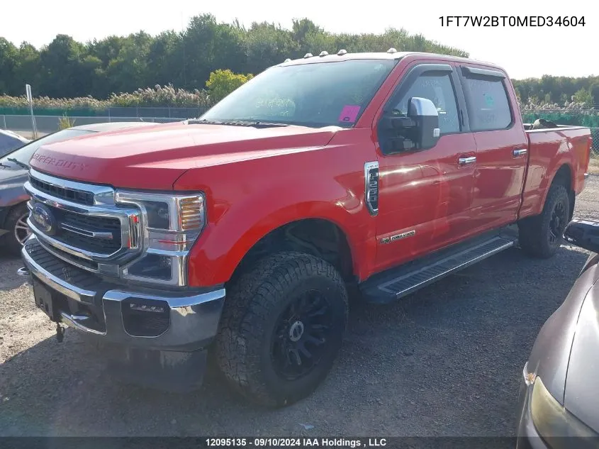 2021 Ford F-250 Lariat VIN: 1FT7W2BT0MED34604 Lot: 12095135