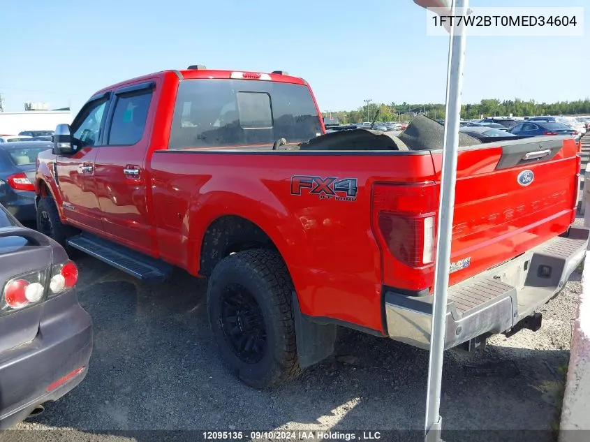 2021 Ford F-250 Lariat VIN: 1FT7W2BT0MED34604 Lot: 12095135