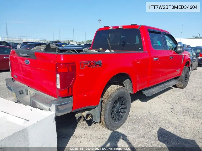 2021 Ford F-250 Lariat VIN: 1FT7W2BT0MED34604 Lot: 12095135