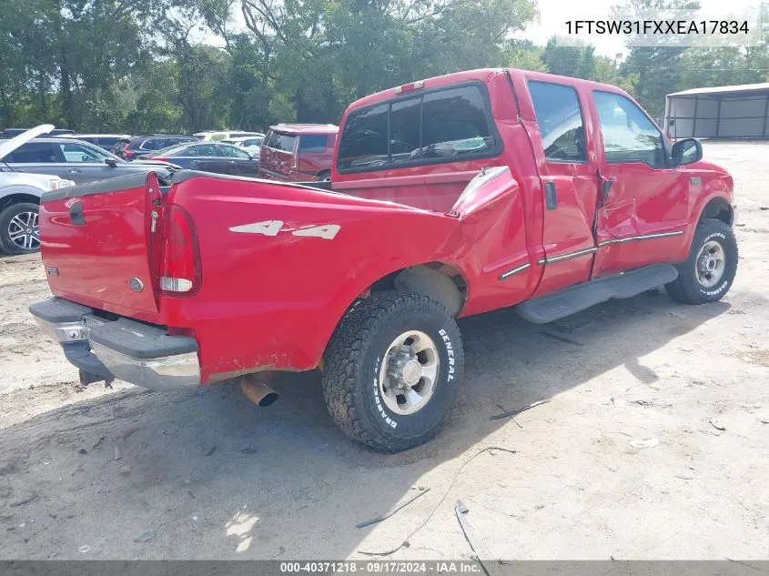 1999 Ford F-350 Lariat/Xl/Xlt VIN: 1FTSW31FXXEA17834 Lot: 40371218