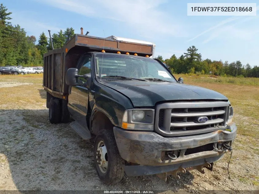 2002 Ford F-350 Xl/Xlt VIN: 1FDWF37F52ED18668 Lot: 40240200