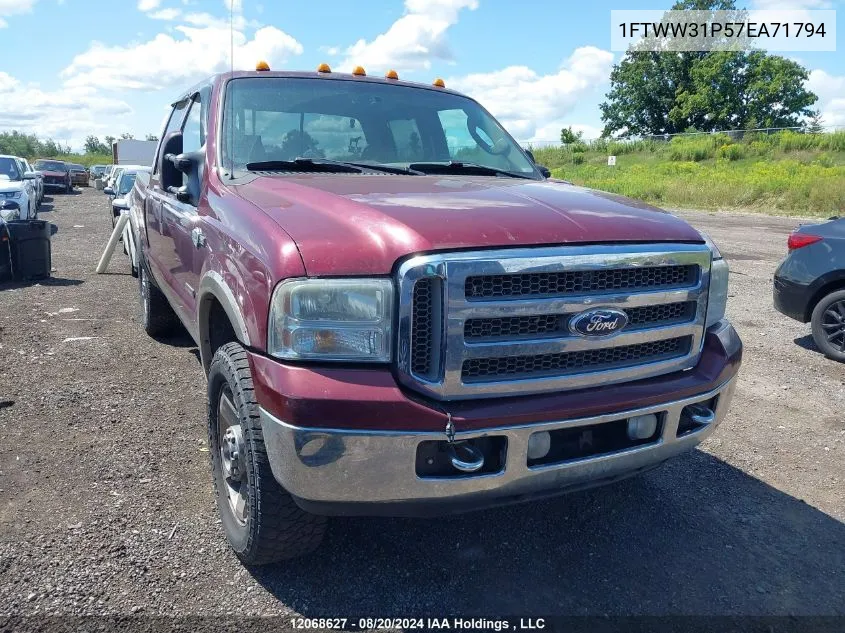 2007 Ford F350 Srw Super Duty VIN: 1FTWW31P57EA71794 Lot: 12068627