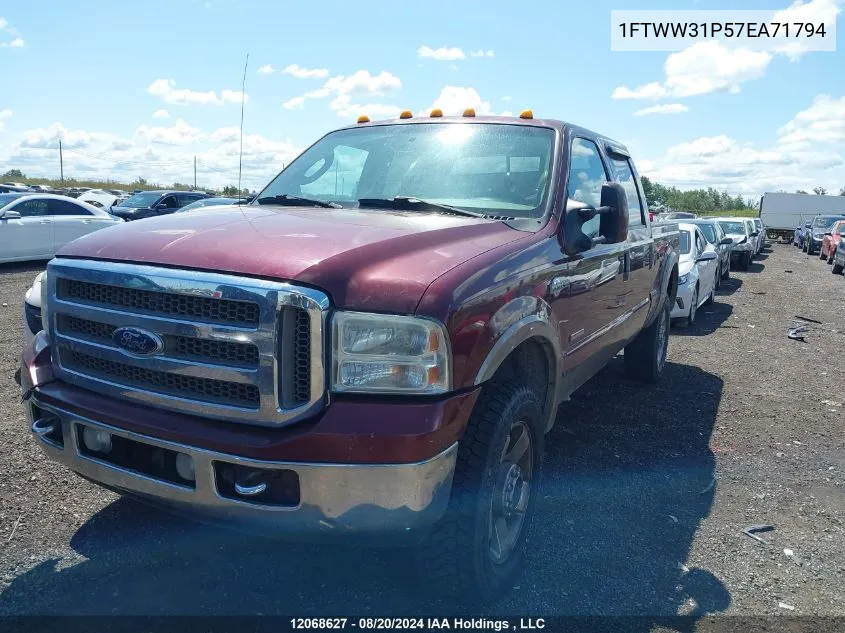 2007 Ford F350 Srw Super Duty VIN: 1FTWW31P57EA71794 Lot: 12068627