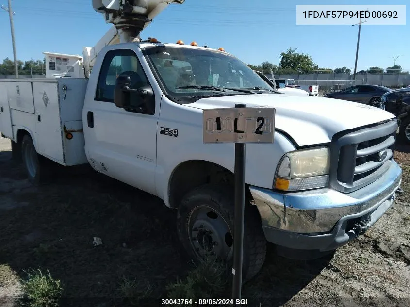 2004 Ford F550 Super Duty VIN: 1FDAF57P94ED00692 Lot: 30043764