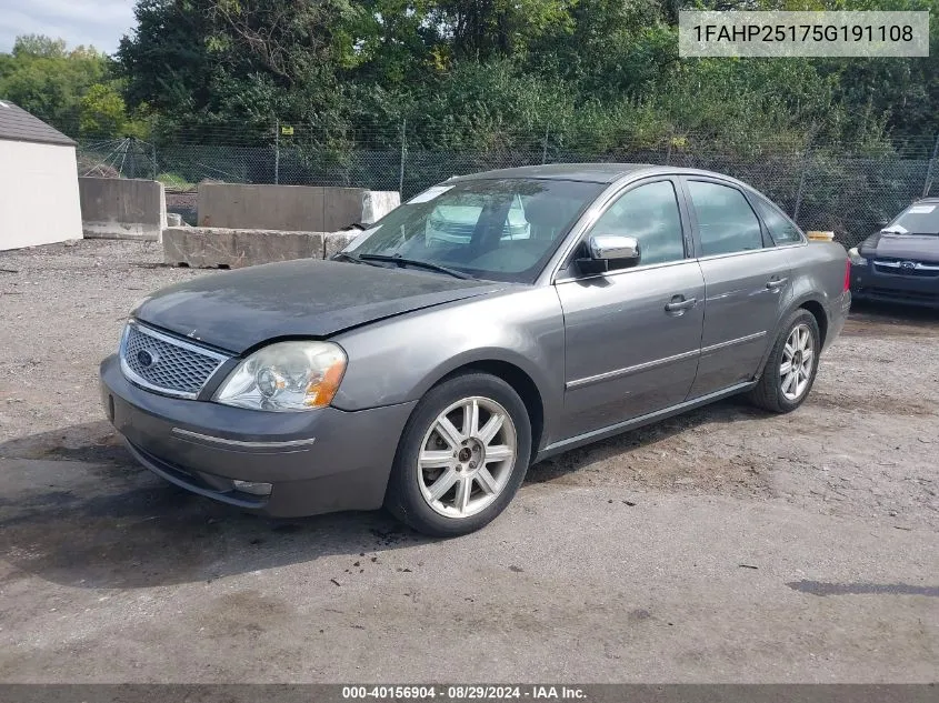 2005 Ford Five Hundred Limited VIN: 1FAHP25175G191108 Lot: 40156904