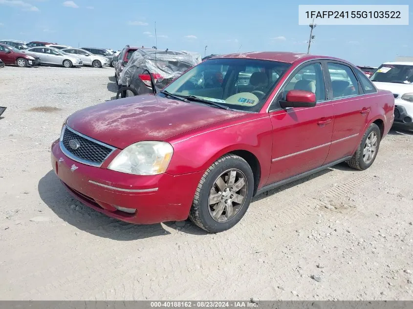 2005 Ford Five Hundred Sel VIN: 1FAFP24155G103522 Lot: 40188162